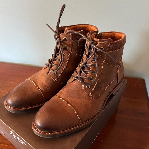 Florsheim Chalet Cap Toe Brown Leather Boots Men 8.0 - Picture 1 of 9